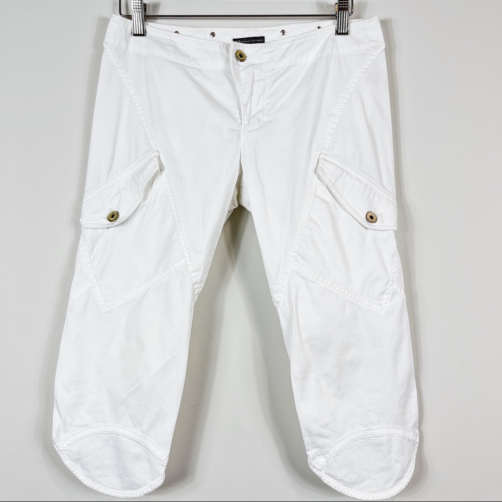 Armani Exchange White Capris Pant Zipper Button 2